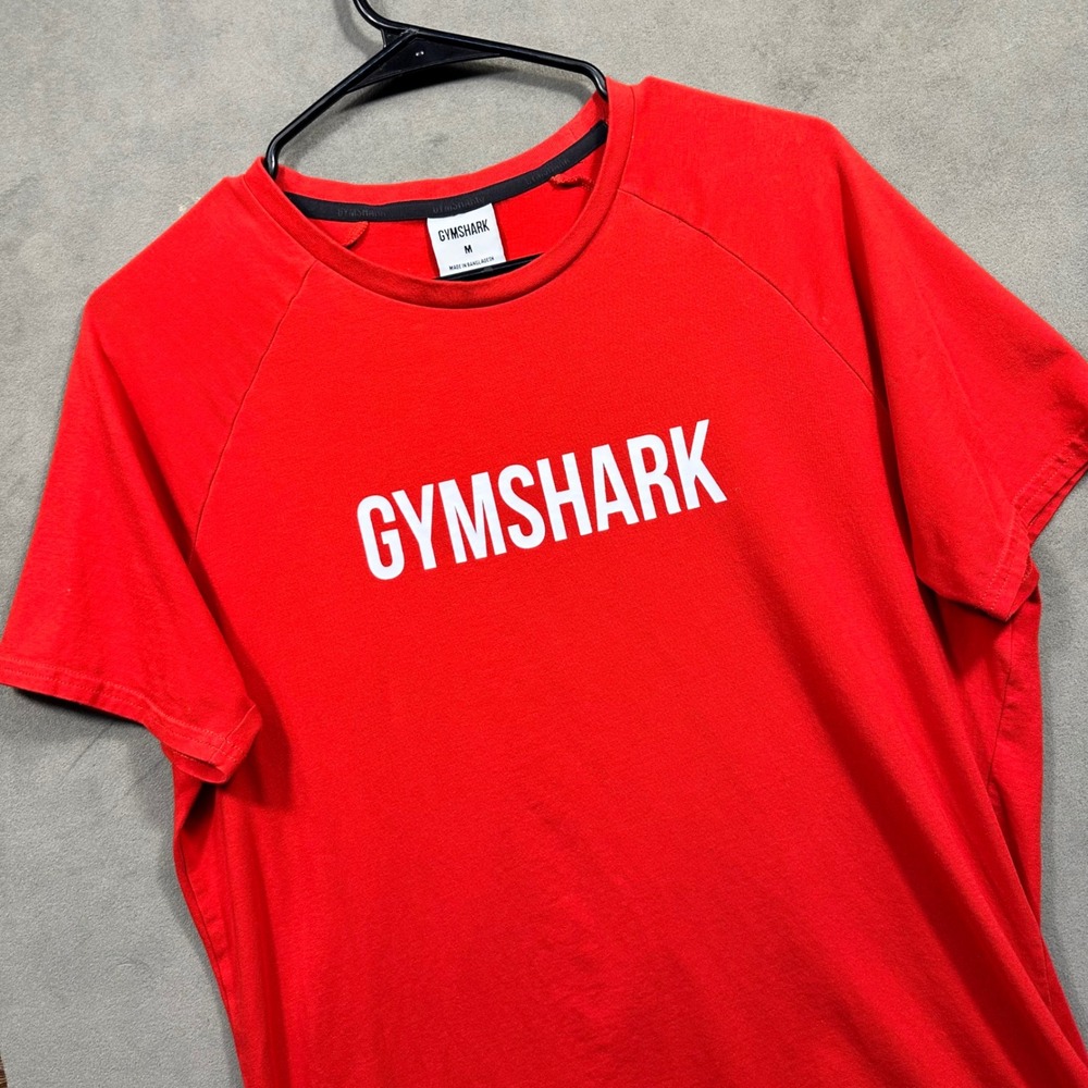 Gymshark T Shirt Womens Medium Red Logo Raglan Short Sleeve GMST4229 Excellent